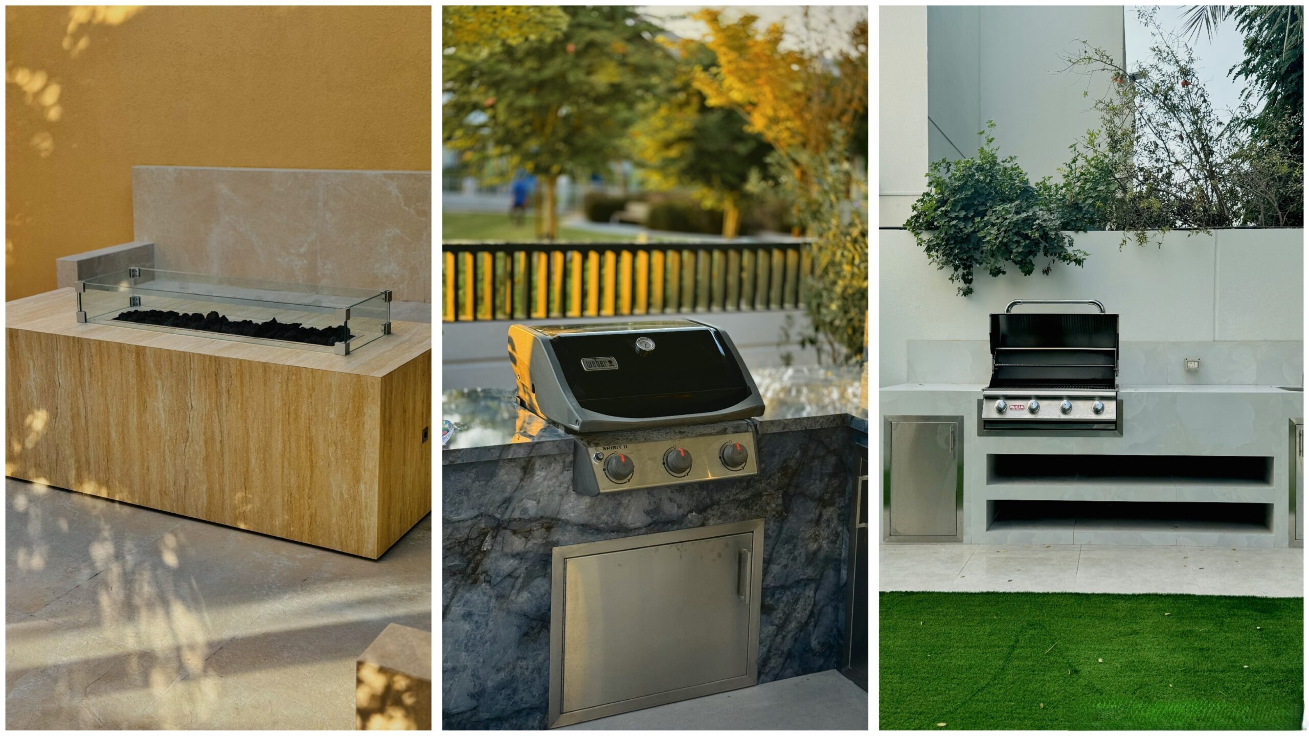 Three different typr of premium outdoor kitchen setup in UAE
